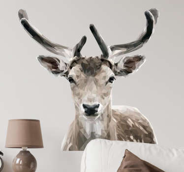 Adesivo murale ritratto cervo poligonale