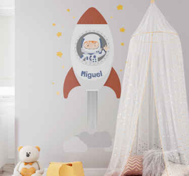 Adesivo per bambini navicella nome