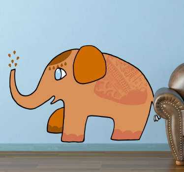 Sticker decorativo elefante arancione