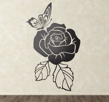 Sticker decorativo rosa con farfalla
