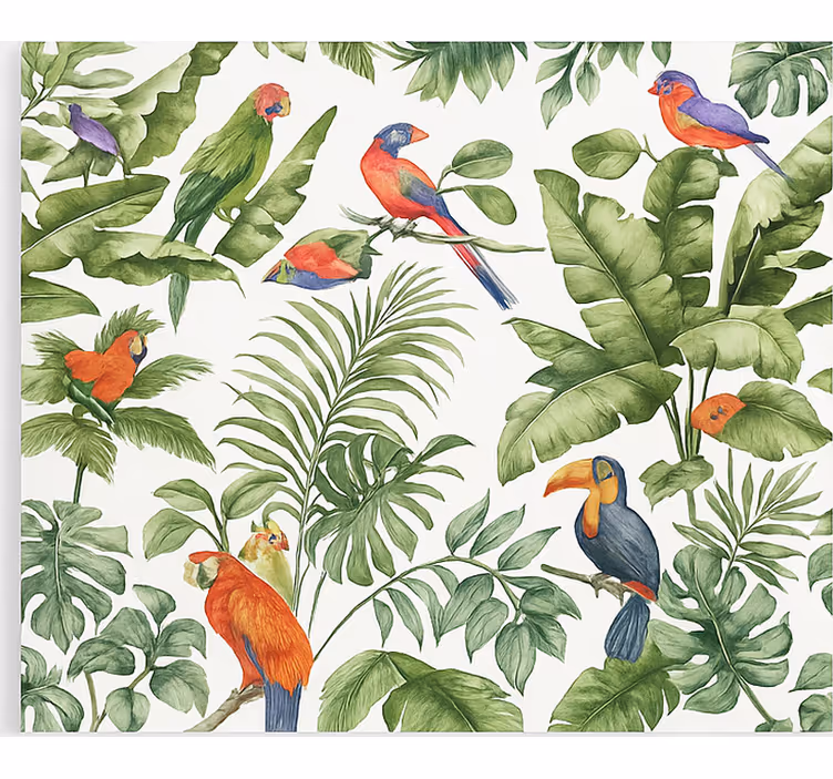 Tenda a rullo soggiorno stampa di uccelli tropicali - TenStickers