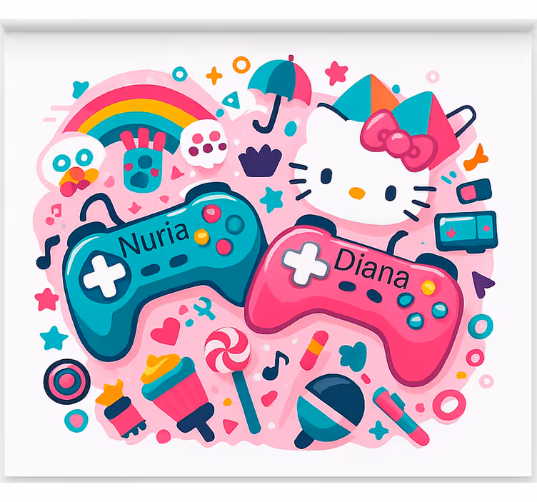 Tenda a rullo gamer controller personalizzati per gattini - TenStickers