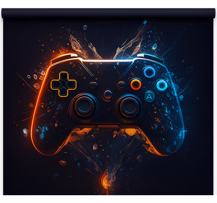 Tenda a rullo gamer controllore di fuoco e ghiaccio - TenStickers