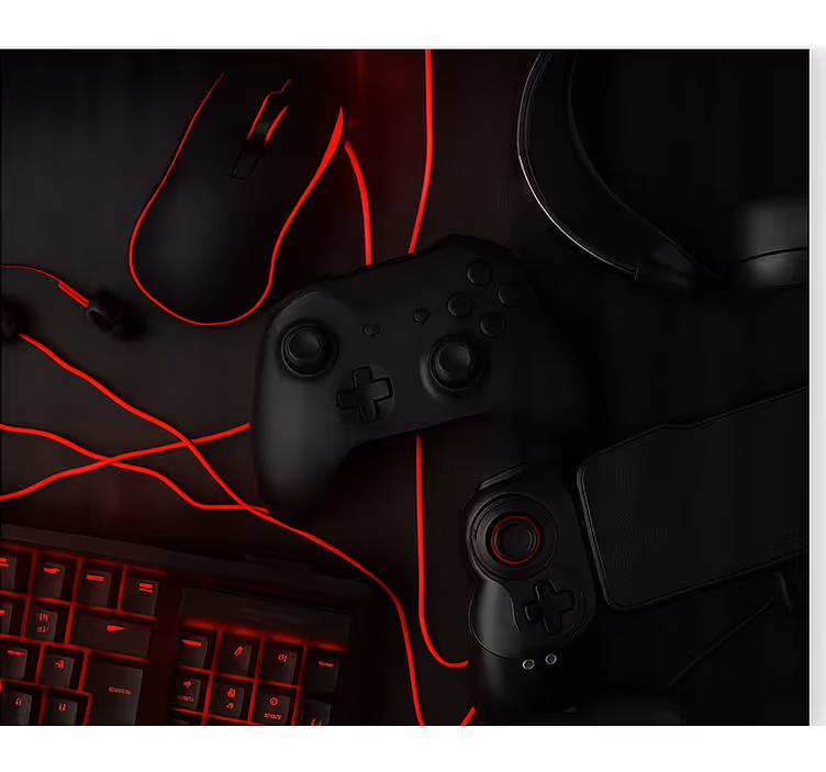 Tenda a rullo gamer configurazione dei giocatori neri e rossi - TenStickers
