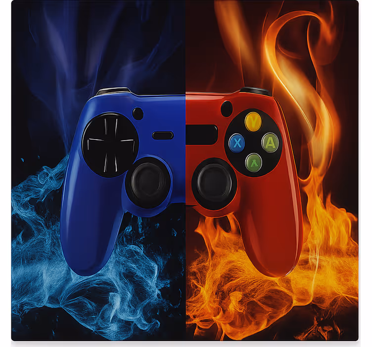 Tenda a rullo gamer console fuoco e ghiaccio - TenStickers