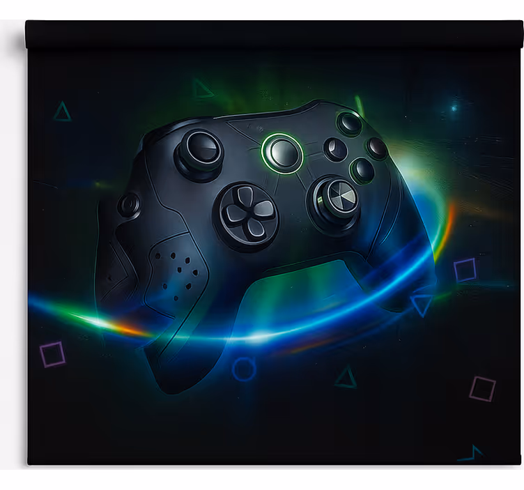 Tenda a rullo gamer controller di gioco futuristico al neon - TenStickers