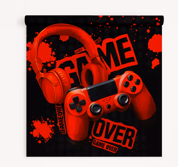 Tenda a rullo gamer fine del gioco delle cuffie rosse - TenStickers