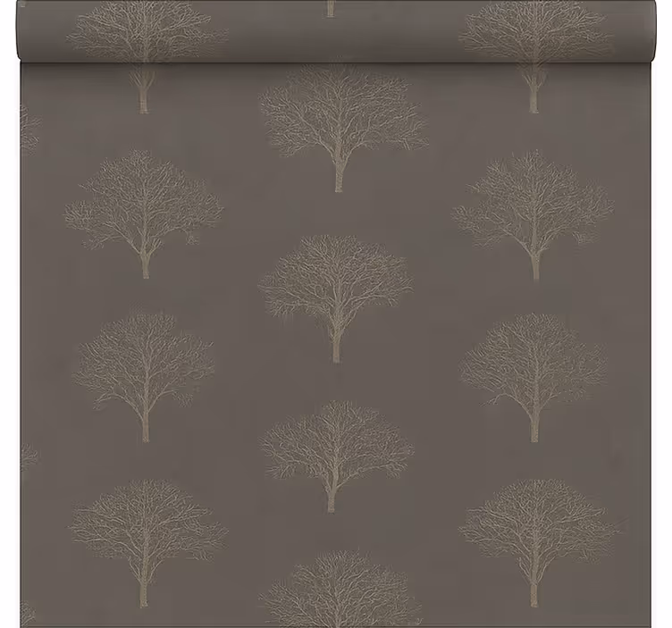 Tenda a rullo sala da pranzo alberi della foresta nera beige - TenStickers
