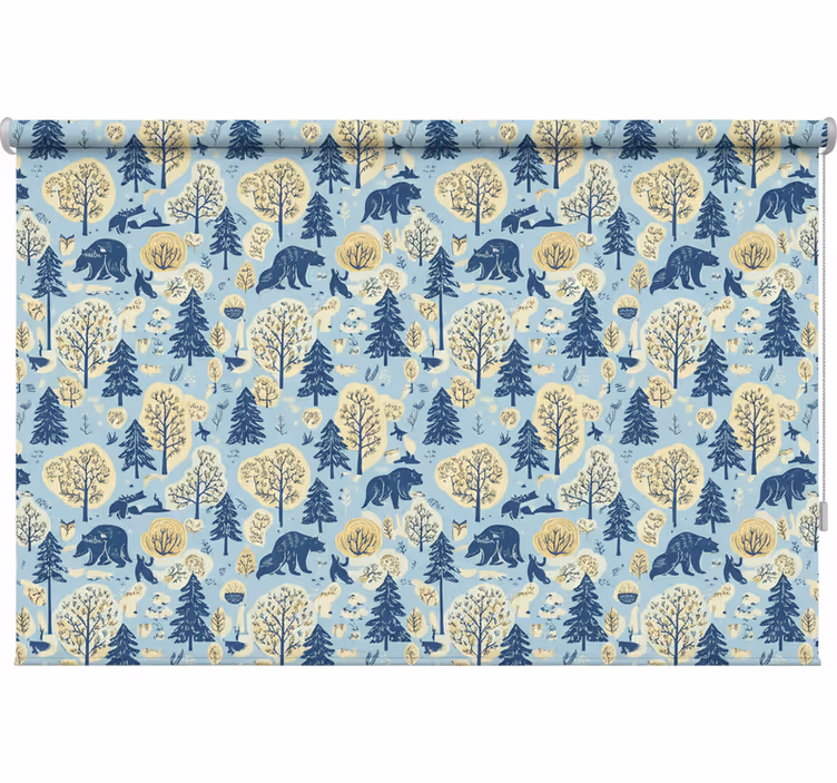 Tenda a rullo stile nordico orso nei boschi scandinavi - TenStickers