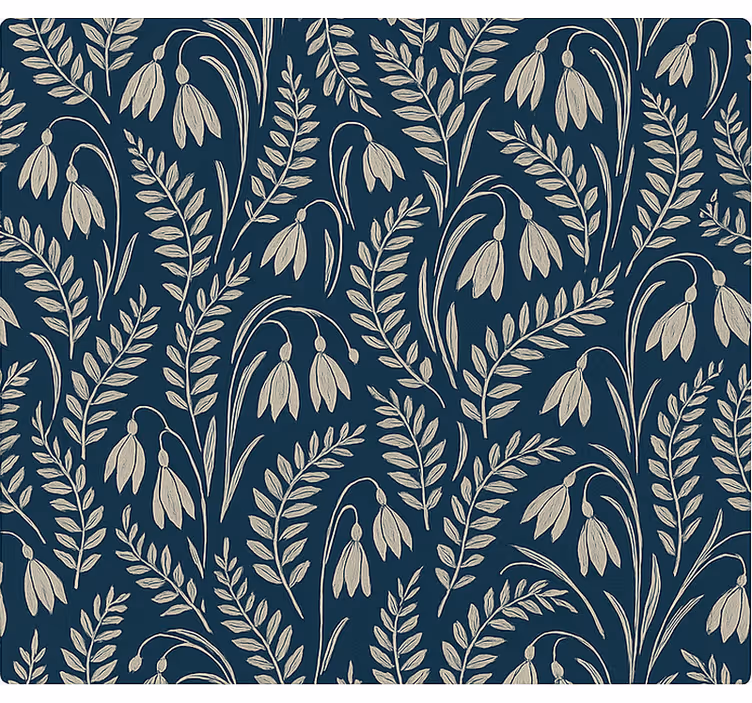 Tenda a rullo stile nordico fiori di galanthus beige navy - TenStickers