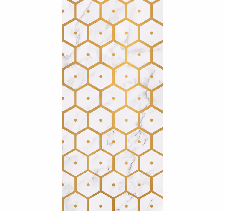 Tenda a rullo bagno motivo marmo oro esagonale - TenStickers