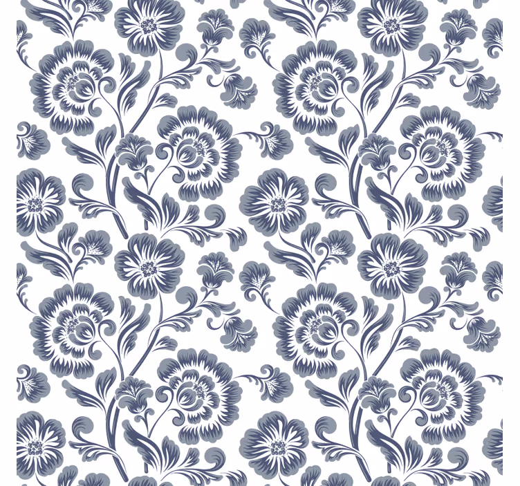 Tenda a rullo bagno fiori blu su sfondo bianco - TenStickers