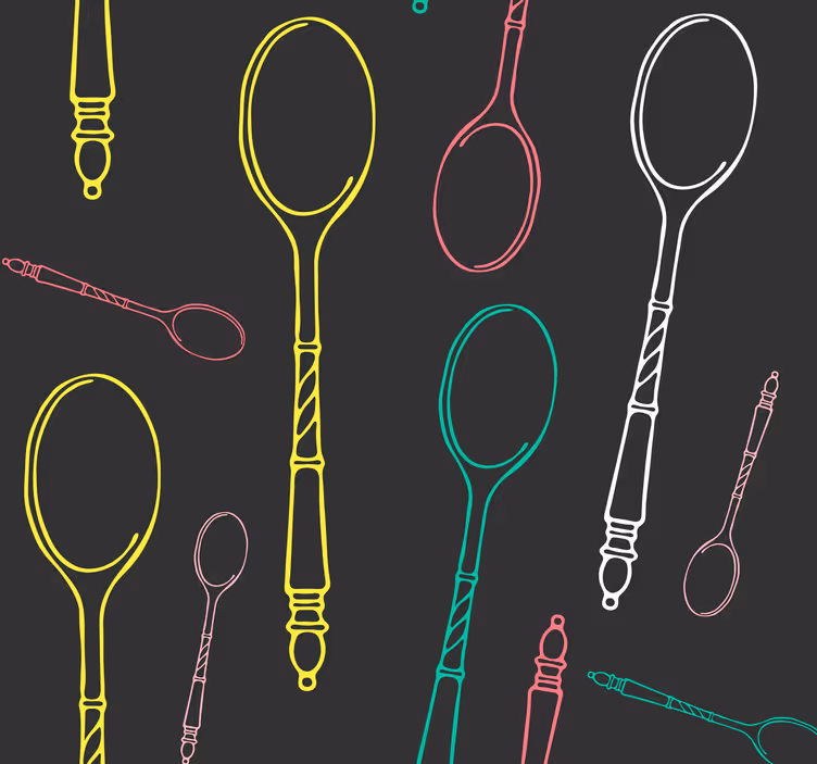 Tenda a rullo cucina schizzo di utensili neon - TenStickers