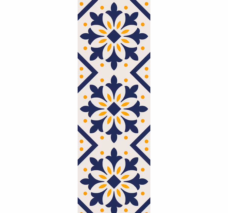 Tenda a rullo cucina blu con vivaci piastrelle gialle - TenStickers