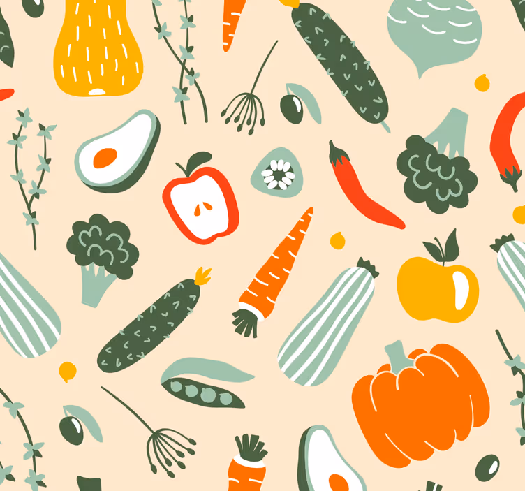 Tenda a rullo cucina cibo colorato e diverso - TenStickers