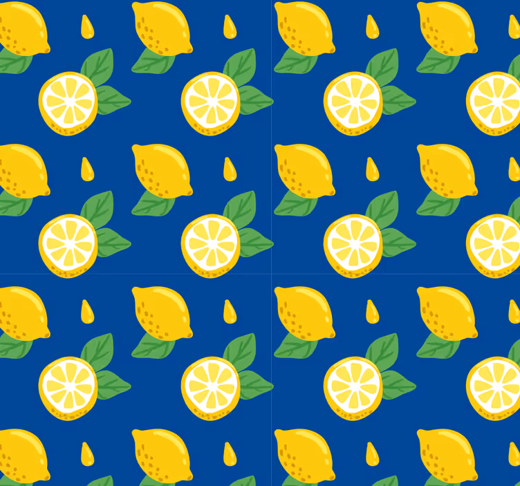 Tenda a rullo cucina limoni disegnati a mano - TenStickers