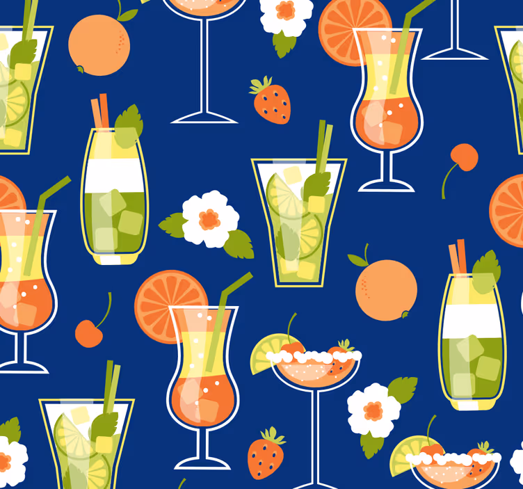 Tenda a rullo cucina vintage con cocktail - TenStickers
