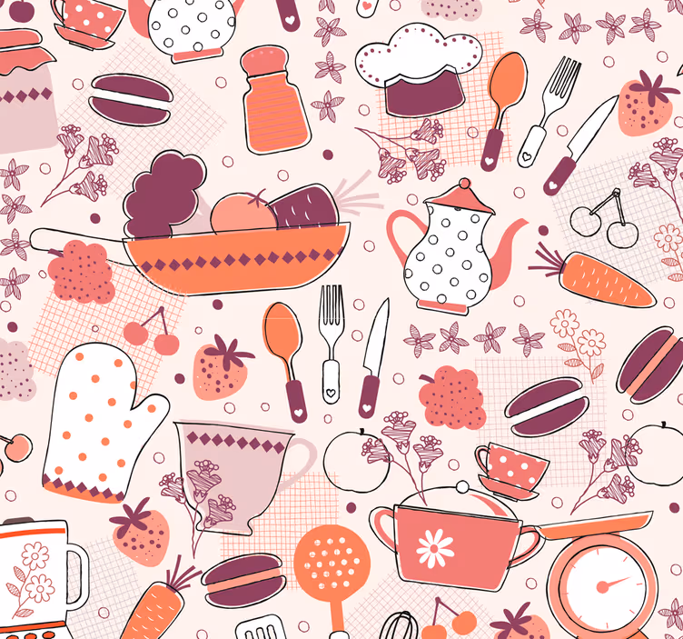 Tenda a rullo cucina forma cuore cibo - TenStickers