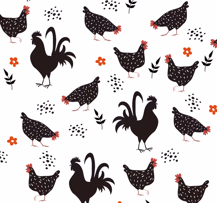 Tenda a rullo cucina gallo bianco e nero - TenStickers