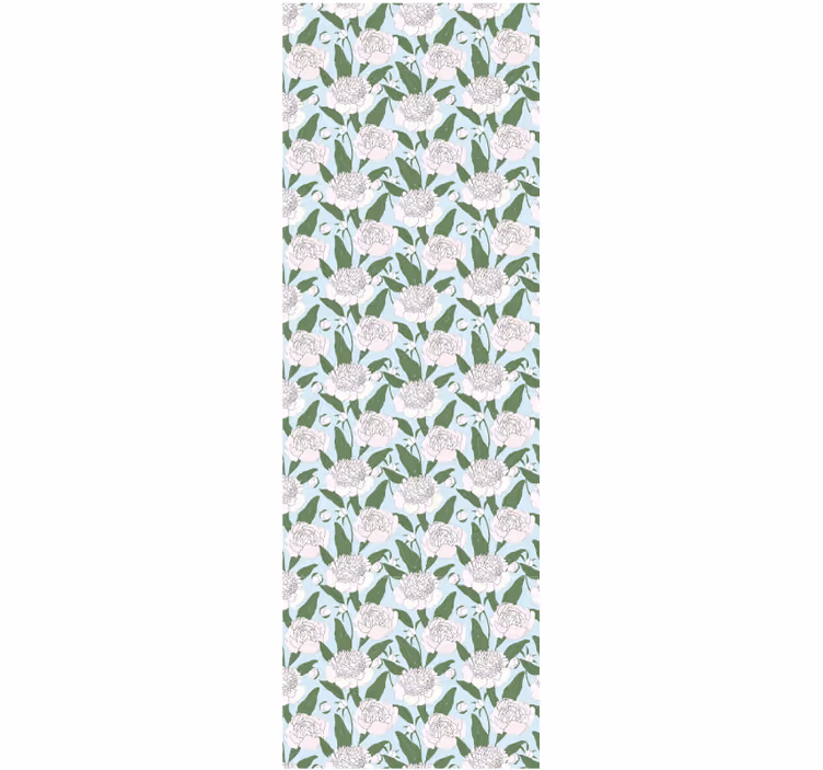 Tenda a rullo sala da pranzo pattern fiori bianchi - TenStickers