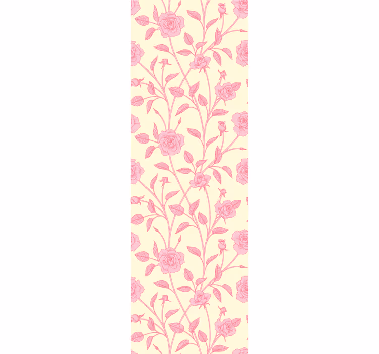 Tenda a rullo sala da pranzo rose vintage su sfondo rosa - TenStickers