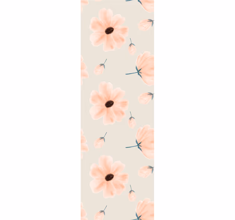Tenda a rullo sala da pranzo grandi fiori acquerello beige - TenStickers