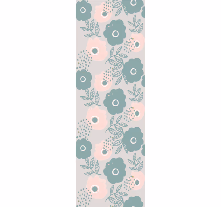 Tenda a rullo sala da pranzo fiori acquerello rosa e blu - TenStickers