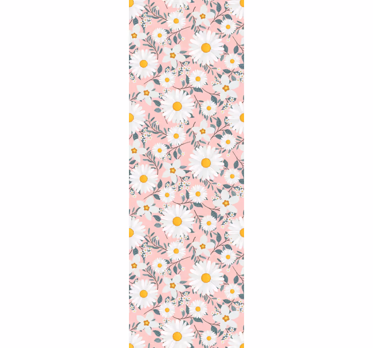 Tenda a rullo sala da pranzo fiori margherita rosa - TenStickers