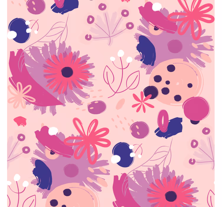 Tenda a rullo sala da pranzo fiori astratti viola - TenStickers