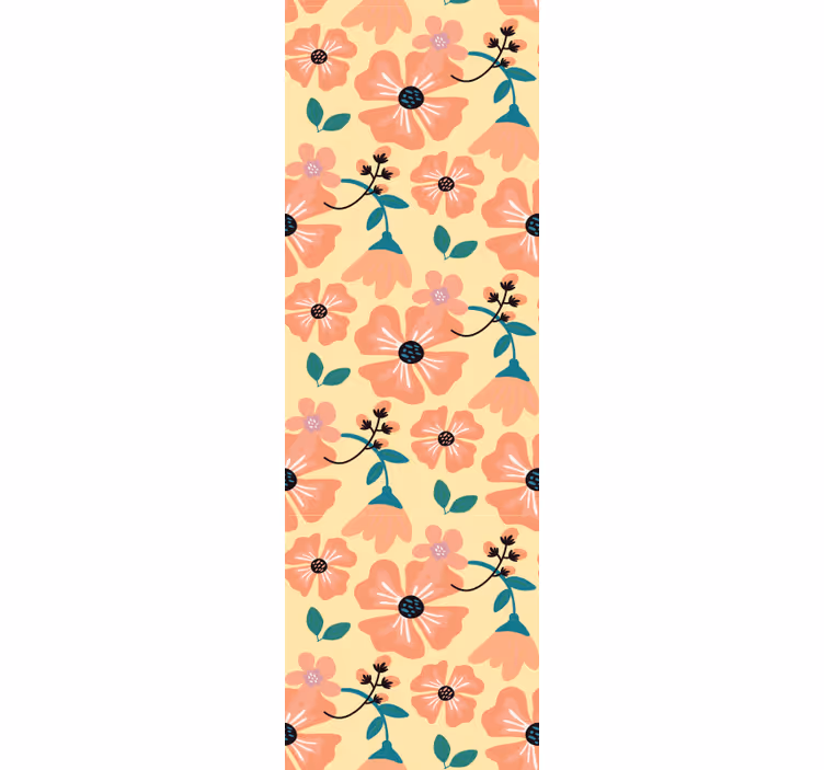 Tenda a rullo sala da pranzo fiori arancioni - TenStickers
