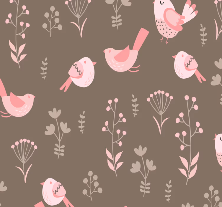 Tenda a rullo sala da pranzo uccelli rosa vintage - TenStickers