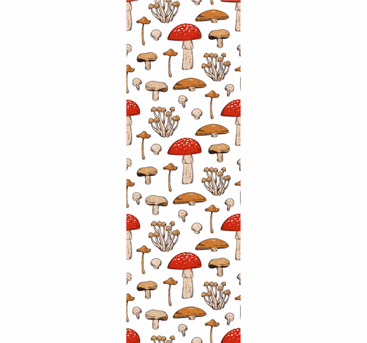 Tenda a rullo sala da pranzo funghi e fiori rossi e gialli - TenStickers