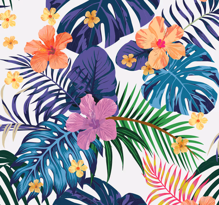 Tenda a rullo sala da pranzo fiori colorati hawaiani - TenStickers