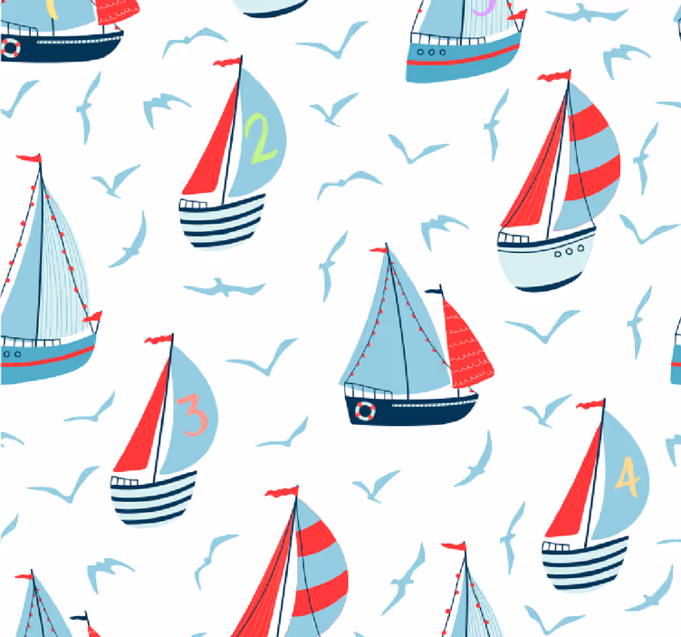 Tenda a rullo cameretta velieri e uccelli - TenStickers