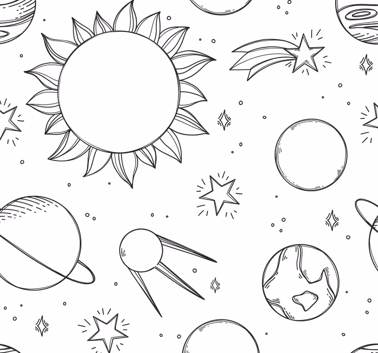 Tenda a rullo cameretta doodle spaziale - TenStickers