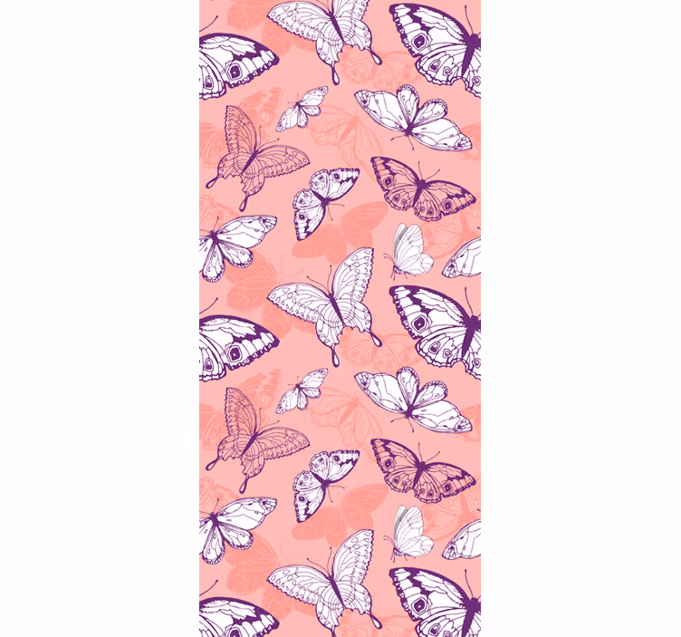 Tenda a rullo cameretta motivo farfalle viola e rosa - TenStickers