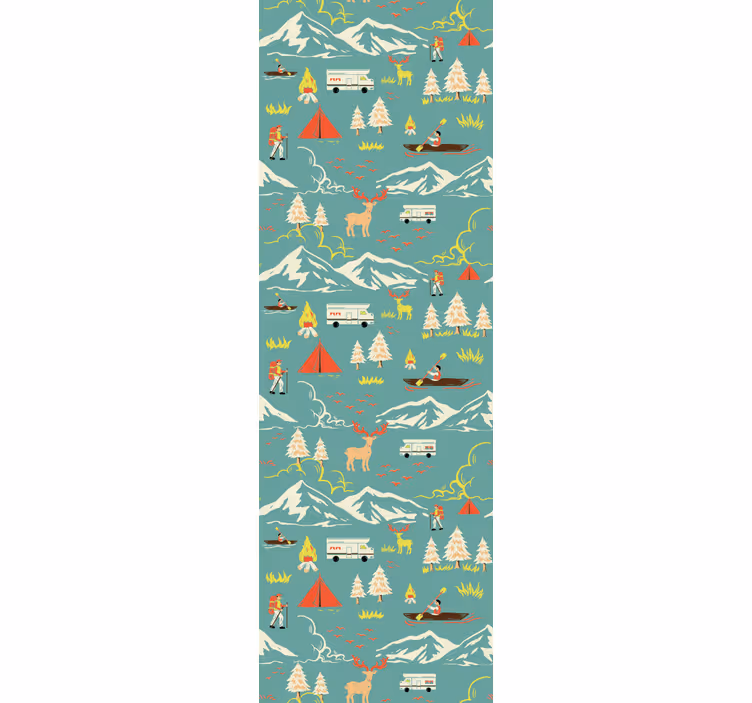 Tenda a rullo cameretta campeggiatore alberi e sentiero - TenStickers