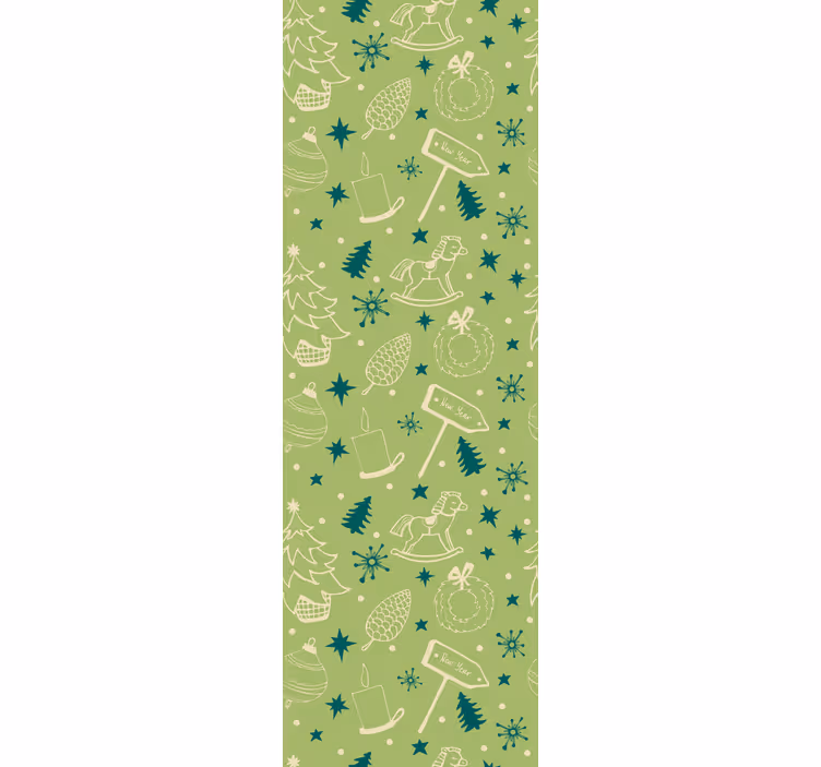 Tenda a rullo cameretta elementi natalizi sfondo verde - TenStickers