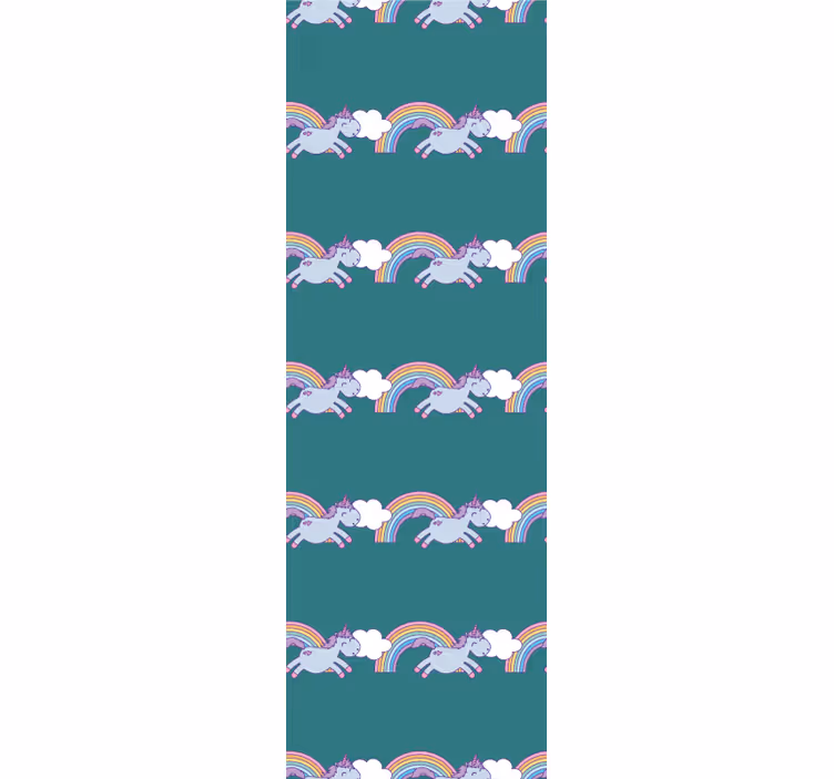 Tenda a rullo cameretta sfondo turchese con unicorni - TenStickers