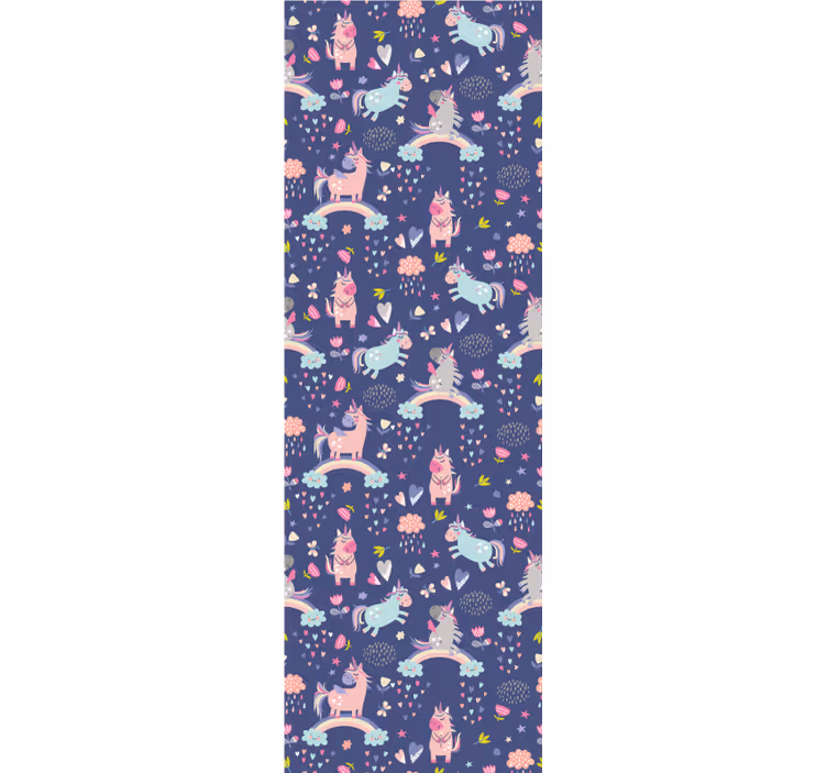 Tenda a rullo cameretta unicorni colorati arcobaleno - TenStickers