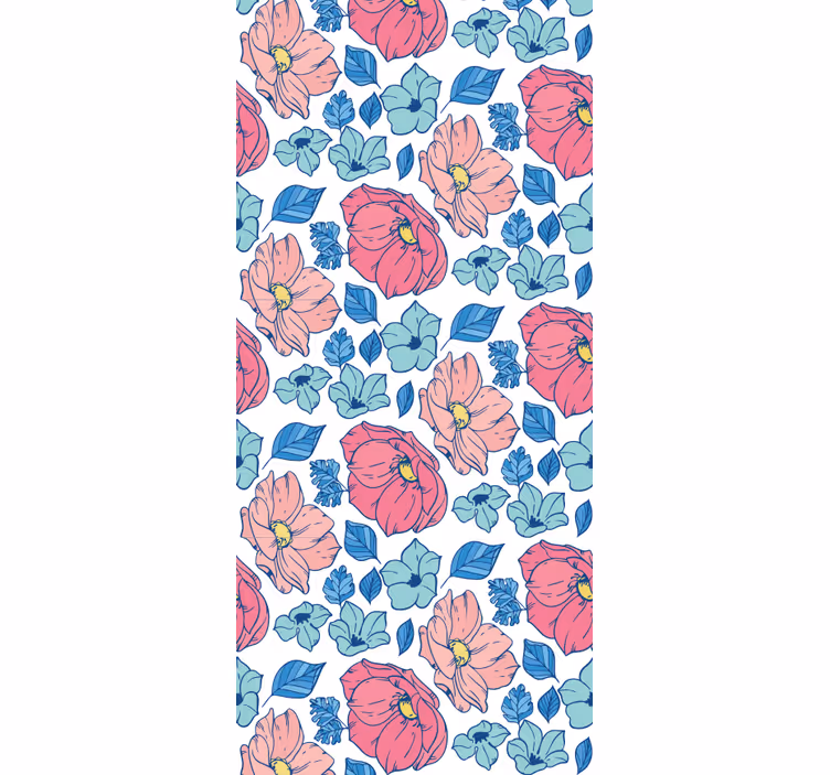 Tenda a rullo cameretta fiori rosa e azzurri delicati - TenStickers