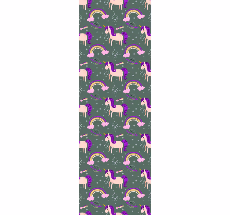 Tenda a rullo cameretta unicorni rosa e verdi - TenStickers