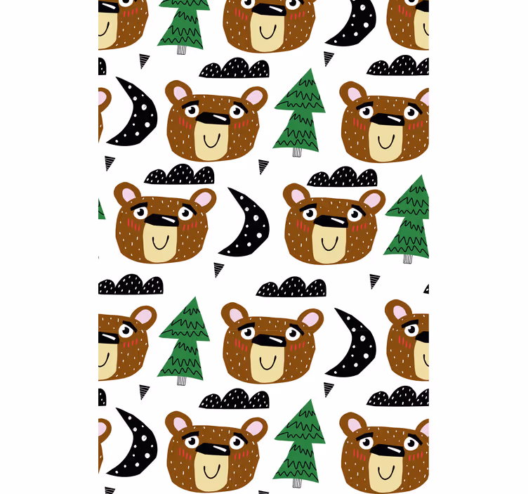 Tenda a rullo cameretta orsi e alberi colorati - TenStickers