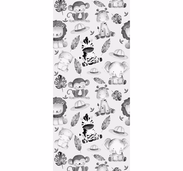 Tenda a rullo cameretta animali zoo grigi - TenStickers