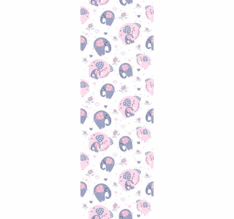 Tenda a rullo cameretta elefanti rosa carini - TenStickers