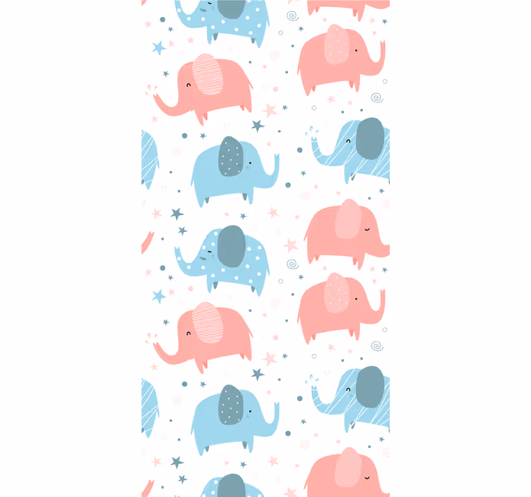 Tenda a rullo cameretta elefante rosa e blu - TenStickers