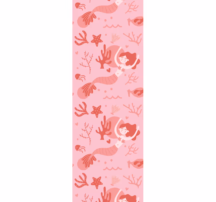 Tenda a rullo cameretta sirena rosa che sorride - TenStickers