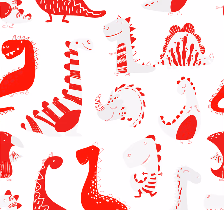 Tenda a rullo cameretta schizzi rossi di dinosauri - TenStickers