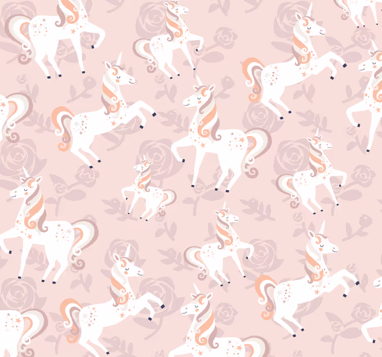 Tenda a rullo cameretta unicorno rosa alto con fiori - TenStickers