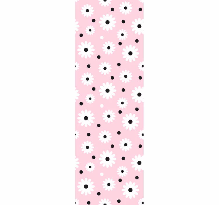 Tenda a rullo cameretta motivo fiori a pois neri e rosa - TenStickers